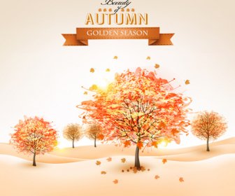 美しい秋の木の背景のベクトル
