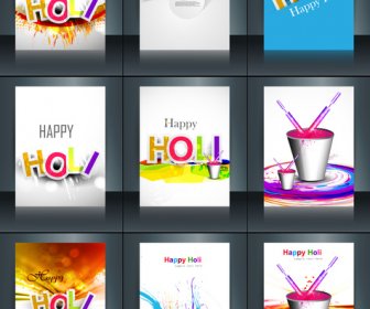 Beautiful Background Of Indian Festival Collection Colorful Set Holi Brochure Card Reflection Vector Template Design