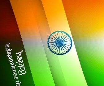 幸せな独立記念日のベクトルの背景のタイポグラフィとインドの旗を作った美しいブラインド
