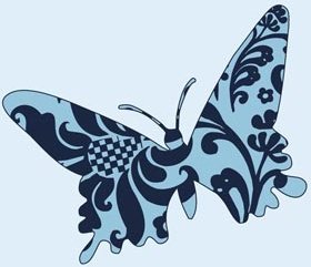 美しい青い蝶のロゴのデザイン要素無料ベクトル