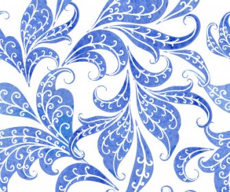 Beau Bleu Floral Vector Modèle Sans Couture