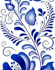 Bunga Biru Indah Ornamen Desain Vektor