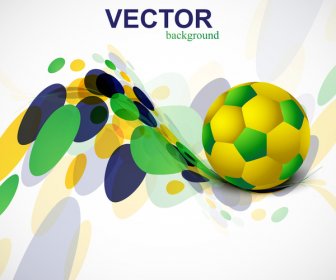 Beautiful Brazil Colors Concept Shiny Soccer Ball With Stylish Bubbles Circle Design Vector