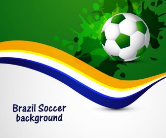 Beautiful Brazil Colors Concept Wave Colorful Soccer Ball Background Illustration
