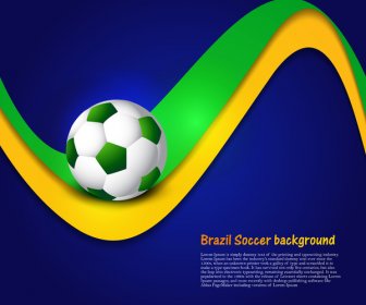 美しいブラジル色コンセプト波カラフルなサッカー ボールの背景イラスト