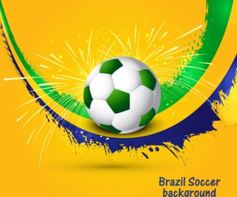 美麗的巴西色彩概念波浪彩色足球背景插圖