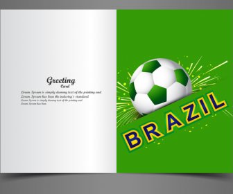 บราซิลสวยสีแนวคิดคลื่นสีสันฟุตบอลบอลบัตรอวยพรนำเสนอภาพเวกเตอร์