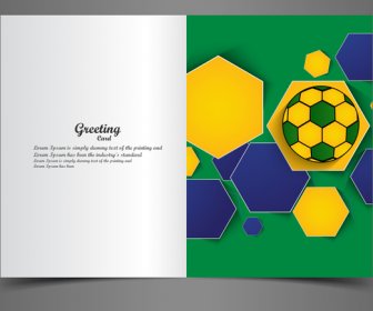 美しいブラジル色コンセプト波カラフルなサッカー ボール グリーティング カード プレゼンテーション ベクトル図