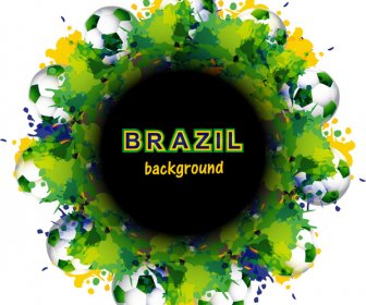 Indah Brasil Bendera Konsep Lingkaran Splash Grunge Kartu Sepak Bola Warna-warni Latar Belakang Vektor