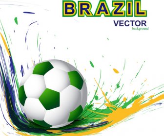 Bella Bandiera Brasile Concetto Grunge Carta Calcio Colorato Sfondo Vettoriale