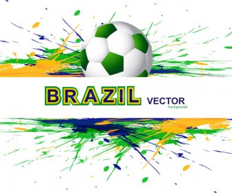 美麗的巴西國旗概念垃圾卡彩色足球背景向量