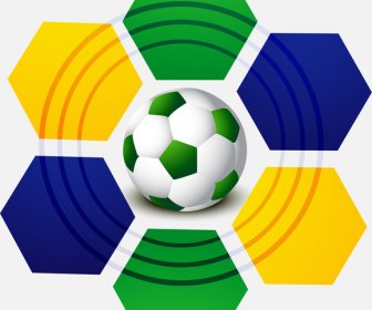 美しいブラジル国旗概念グランジ カード カラフルなサッカー背景ベクトル