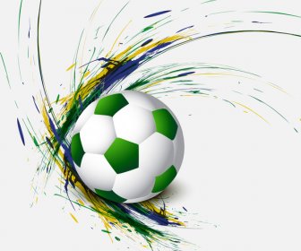 Piękny Brazylia Flaga Koncepcja Nieczysty Karty Kolorowe Piłki Nożnej Tło Wektor