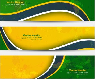 Menetapkan Header Tiga Warna Bendera Brasil Indah Vektor Ilustrasi