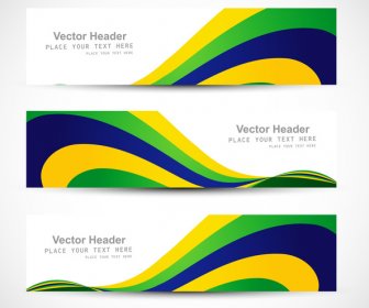 Schöne Brasilien Flagge Drei Farben-Header Festgelegt Vektor-illustration