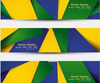 Menetapkan Header Tiga Warna Bendera Brasil Indah Vektor Ilustrasi