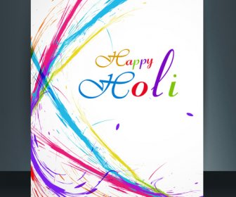 Bonito Folheto Holi Colorido Modelo Cartão Celebração Fundo Vector