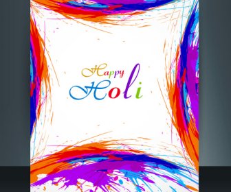 Beautiful Brochure Holi Colorful Template Card Celebration Background Vector