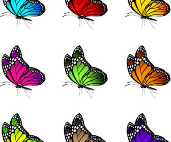 Schöne Schmetterlinge Vektor-Icons Set