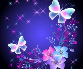 Beautiful Butterflies With Flowers Vector Background