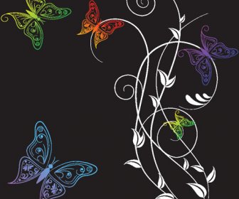 美しい蝶の要素の背景のベクトル