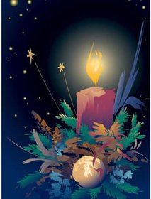 Schöne Kerze Malerei In Weihnachten Hintergrund Vektor-illustration