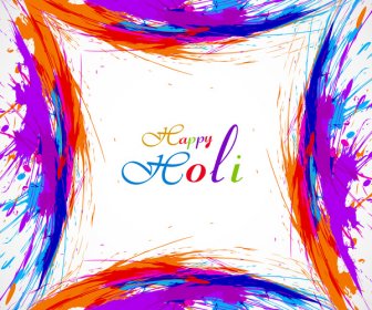Bella Cartolina Colorato Holi Gulal Presentazione Celebrazione Festival Di Vettore