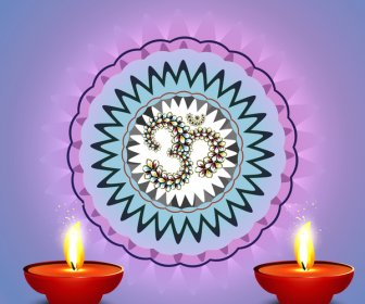 Beautiful Colorful Diwali Diya Rangoli Colorful Background Vector