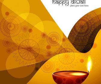 Indah Berwarna-warni Happy Diwali Diya Cerah Floral Vector Festival Hindu Desain