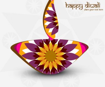 Diseño Vectorial De Diwali Hermosa Tarjeta Diya Artística