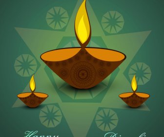 Diseño Vectorial De Diwali Hermosa Tarjeta Diya Artística
