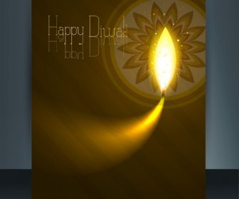 Beautiful Diwali Card Reflection Blue Colorful Brochure Template