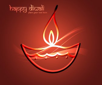 Beautiful Diwali Diya Art Element Vector Background