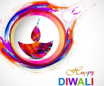 Fondo De Vector De Hermosa Diwali Diya Arte Elemento