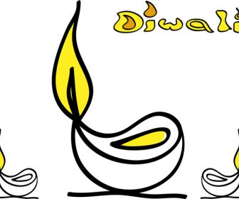 Beautiful Diwali Diya Art Element Vector Background