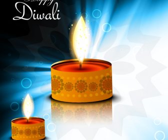 Diwali Belle Diya Art élément Vecteur D’arrière-plan