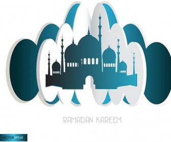 Ouverture De La Porte Avec La Silhouette Magnifique Mosquée Ramadan Kareem Modèle