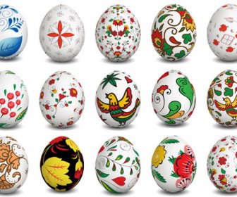 Schöne Ostern Eier Vektoren Festgelegt