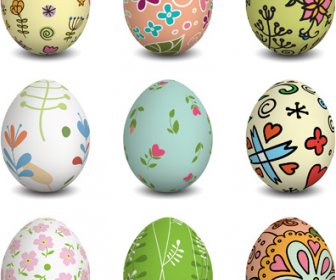 Güzel Paskalya Yumurta Vektörel çizimler Ayarla