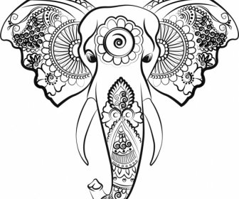 Gajah Yang Indah Garis Seni Vektor
