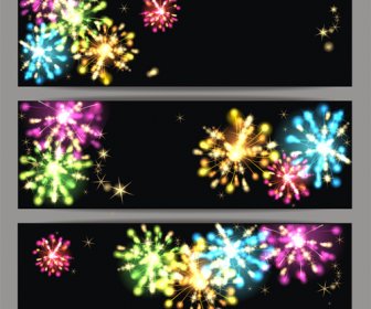 Beautiful Fireworks Vectors Banners