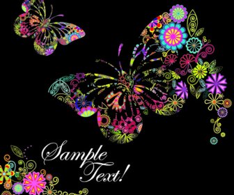 Seni Kreatif Latar Belakang Kupu-kupu Bunga Yang Indah