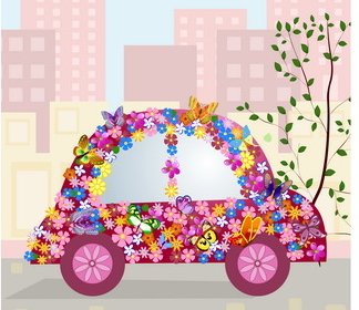 Schöne Blumen Auto Design Grafik
