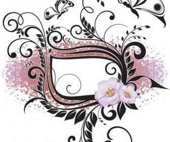 Beautiful Floral Frame On Grunge Background Vector