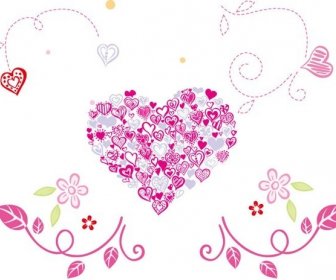 ภาพเวกเตอร์หัวใจดอกไม้ที่สวยงาม
