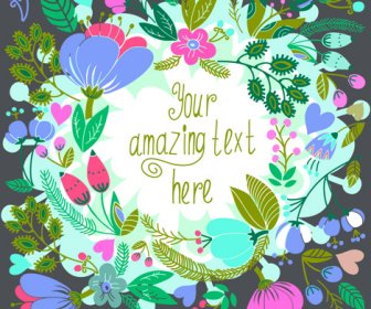 Beautiful Floral Pattern Greeting Cards Vector Graphics