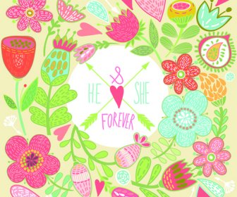 Beautiful Floral Pattern Greeting Cards Vector Graphics