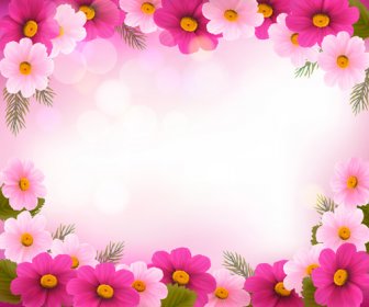 Bunga Indah Bingkai Vektor Grafis