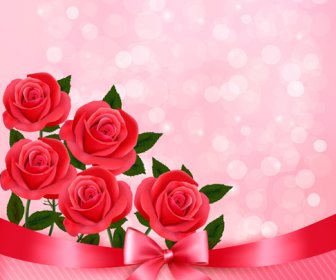 Bunga Yang Indah Dengan Latar Belakang Merah Muda Vektor