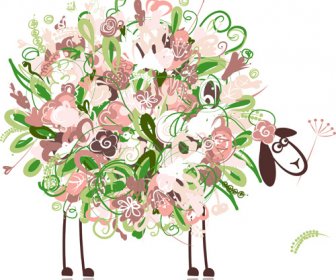 Beautiful Flowers And Animals Design Vector